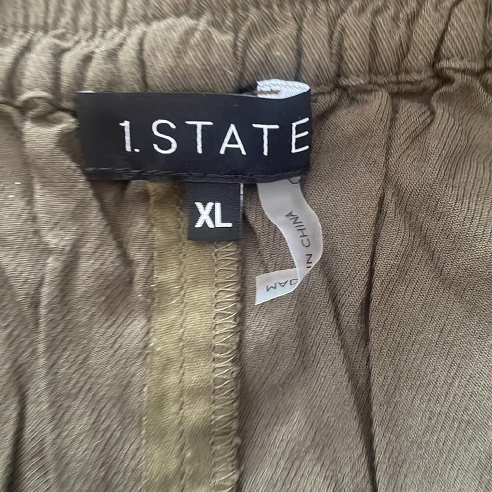 1 state dual lace elastic waist army green wide leg pant trouser size XL - Picture 6 of 8